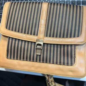 Fendi - tan and black leather - penguin pattern Crossbody bag
